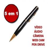 Caneta Espiã Filmadora com Função Pen Drive 4GB